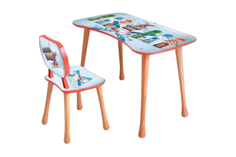 Barnskrivbord Set Skatebord 60 cm - Blå/Natur - Möbler - Barnmöbler - Barnbord - Skrivbord barn