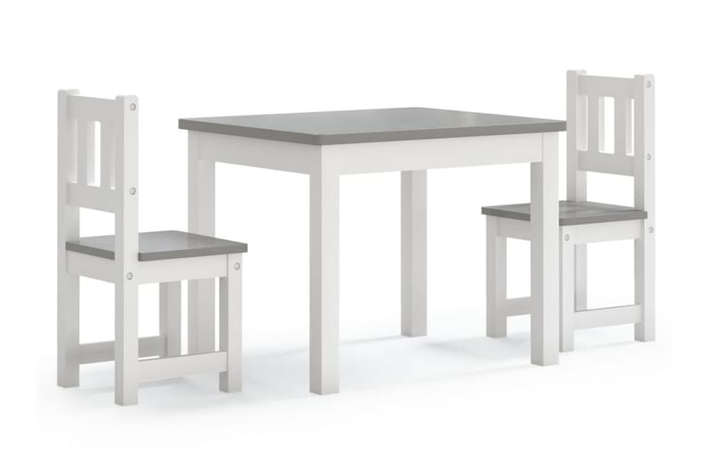 Barnbord och stolar 3 delar vit och grå MDF - Vit - Möbler - Barnmöbler - Barnbord