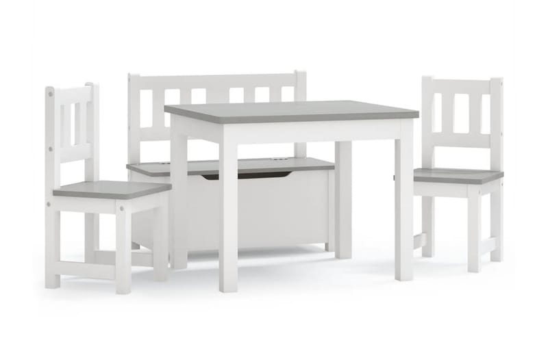 Barnbord och stolar 4 delar vit och grå MDF - Vit - Möbler - Barnmöbler - Barnbord