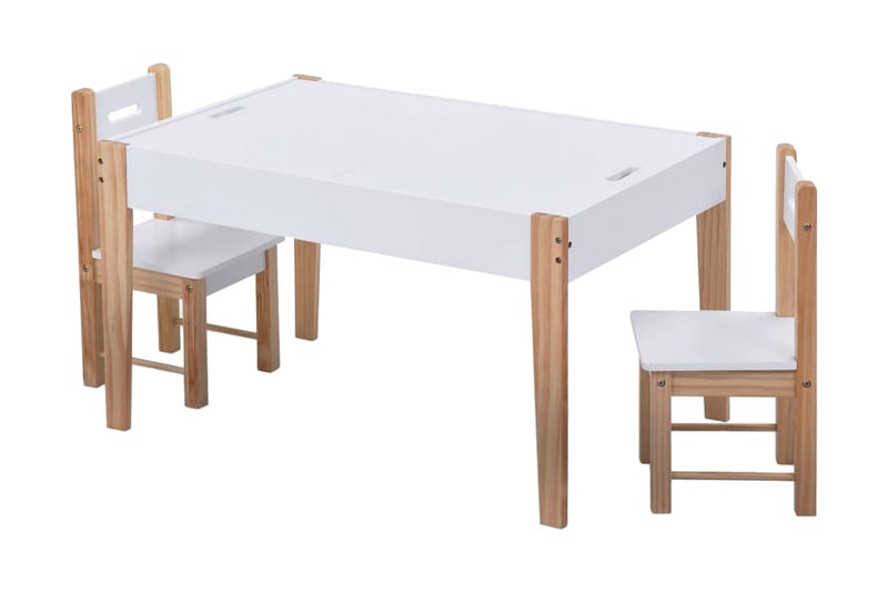 Matbord och stolar för barn 3 delar griffeltavla svart och v - Vit - Möbler - Barnmöbler - Barnbord
