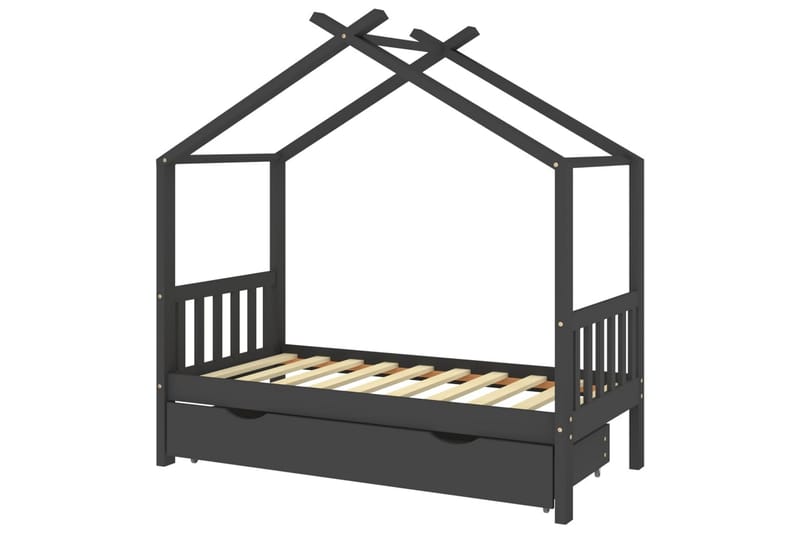 Hussäng med låda mörkgrå massiv furu 80x160 cm - Grå - Möbler - Barnmöbler - Barnsäng & juniorsäng - Hussäng