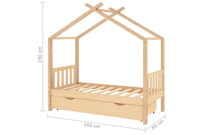 Hussäng med låda massiv furu 80x160 cm - Brun - Möbler - Barnmöbler - Barnsäng & juniorsäng - Hussäng