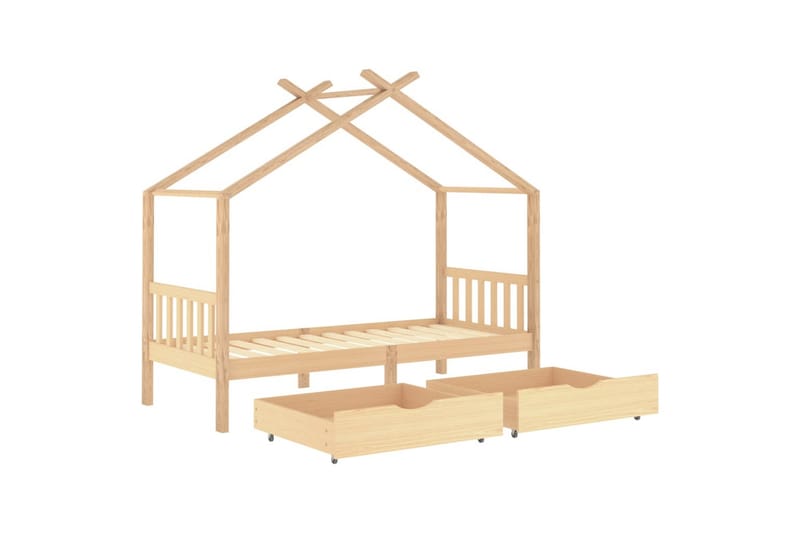 Hussäng med lådor massiv furu 90x200 cm - Brun - Möbler - Barnmöbler - Barnsäng & juniorsäng - Hussäng