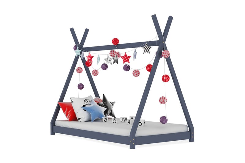 Barnsäng grå massiv furu 80x160 cm - Grå - Inredning - Inredning barnrum & leksaker - Dekoration barnrum - Vimpel barnrum
