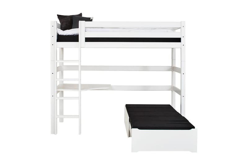 Pukavik Säng med stege och hörnbordsskiva 209 cm - Vit - Möbler - Barnmöbler - Barnsäng & juniorsäng