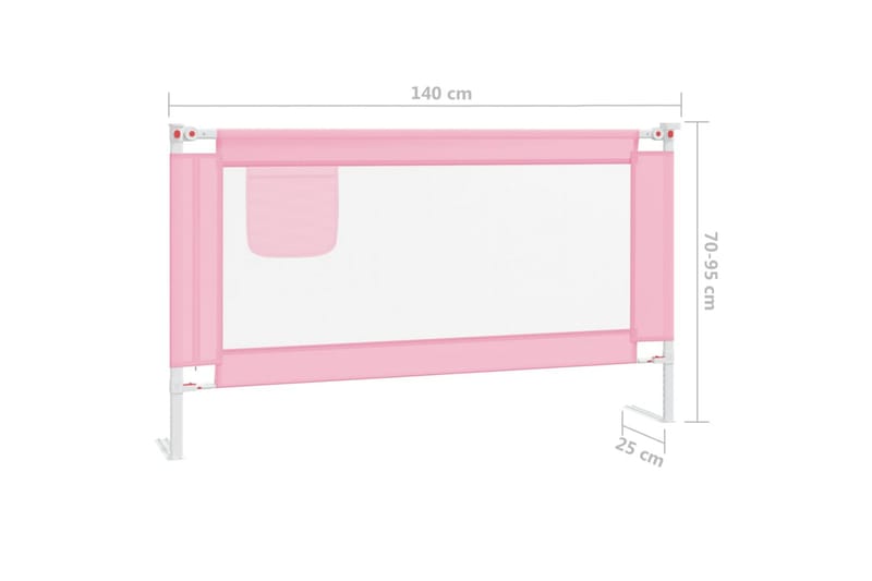 Sängskena för barn rosa 140x25 cm tyg - Rosa - Möbler - Barnmöbler - Barnsäng & juniorsäng