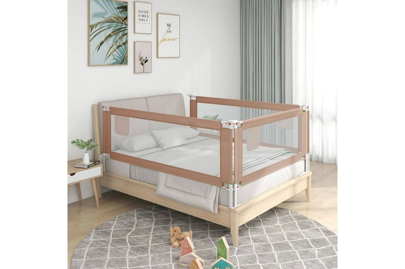 Sängskena för barn taupe 120x25 cm tyg - Brun - Möbler - Barnmöbler - Barnsäng & juniorsäng