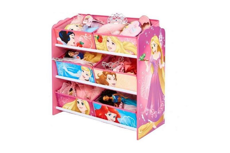 Disney Prinsessor, Hylla m. 6 tyglådor - Flerfärgad - Möbler - Barnmöbler - Förvaring barnrum - Leksaksförvaring - Leksakslåda