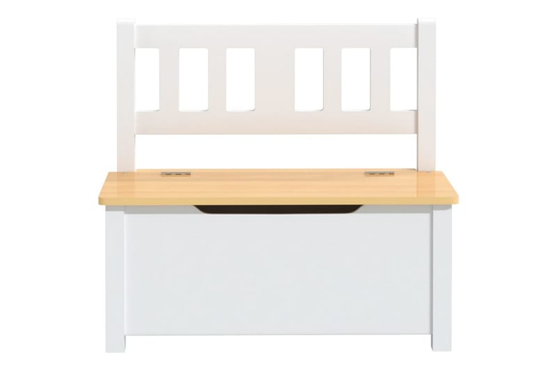 Förvaringsbänk barn vit och beige 60x30x55 cm MDF - Vit - Möbler - Barnmöbler - Barnbord - Sängbord barn & nattduksbord barn