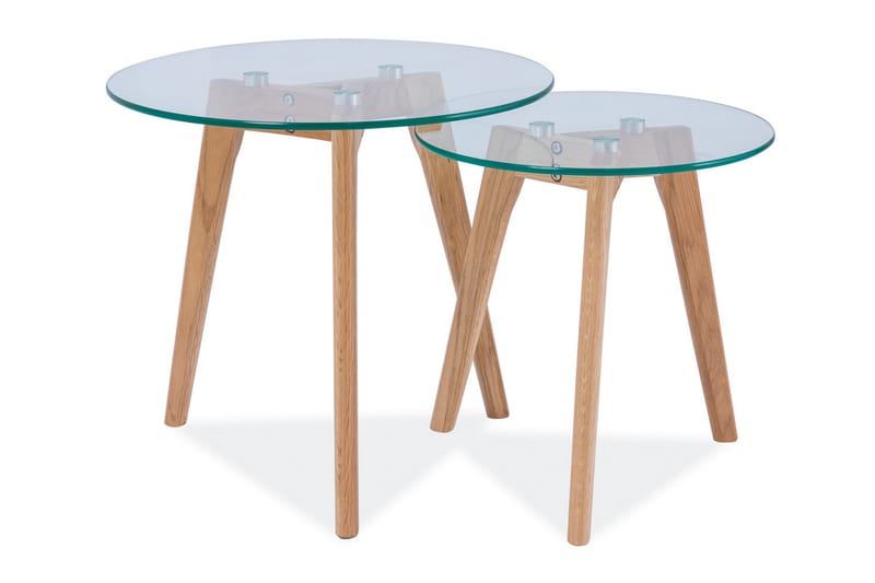 Helsfyr Satsbord Runt - Glas/Trä/Natur - Möbler - Bord & matgrupper - Avlastningsbord - Brickbord & småbord