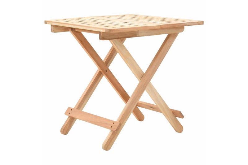 Hopfällbart sidobord i massiv valnötsträ 50x50x49 cm - Beige - Möbler - Bord & matgrupper - Avlastningsbord - Brickbord & småbord