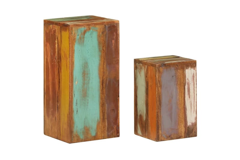 Sidobord 2 st massivt återvunnet trä - Flerfärgad - Möbler - Bord & matgrupper - Avlastningsbord - Brickbord & småbord