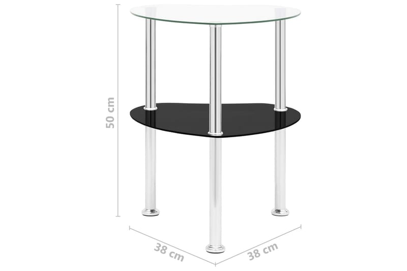 Sidobord med 2 hyllor transparent/svart 38x38x50 cm härdat g - Transparent - Möbler - Bord & matgrupper - Avlastningsbord - Brickbord & småbord