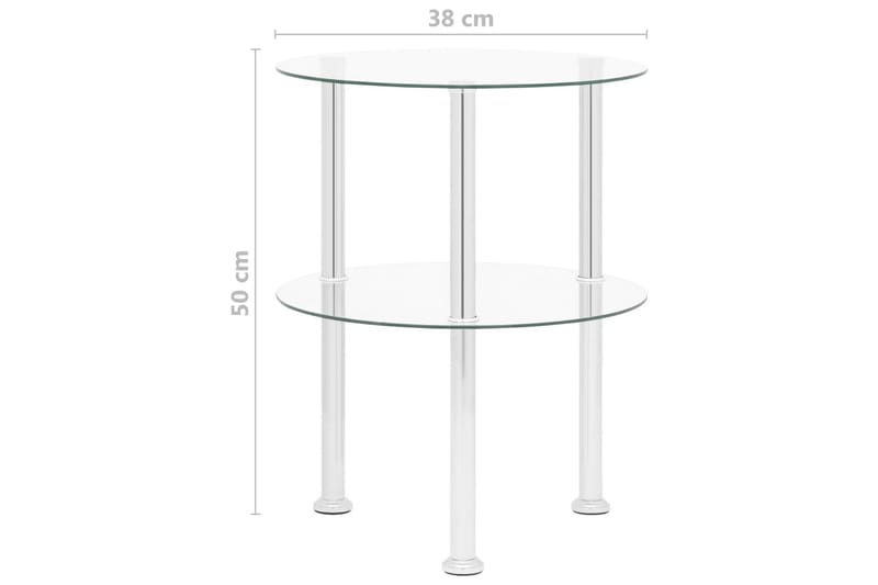 Sidobord med 2 hyllplan genomskinligt 38 cm härdat glas - Transparent - Möbler - Bord & matgrupper - Avlastningsbord - Brickbord & småbord