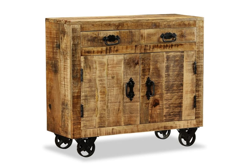 Sidobord med 2 lådor och 1 skåp massivt mangoträ - Brun - Möbler - Bord & matgrupper - Avlastningsbord - Brickbord & småbord