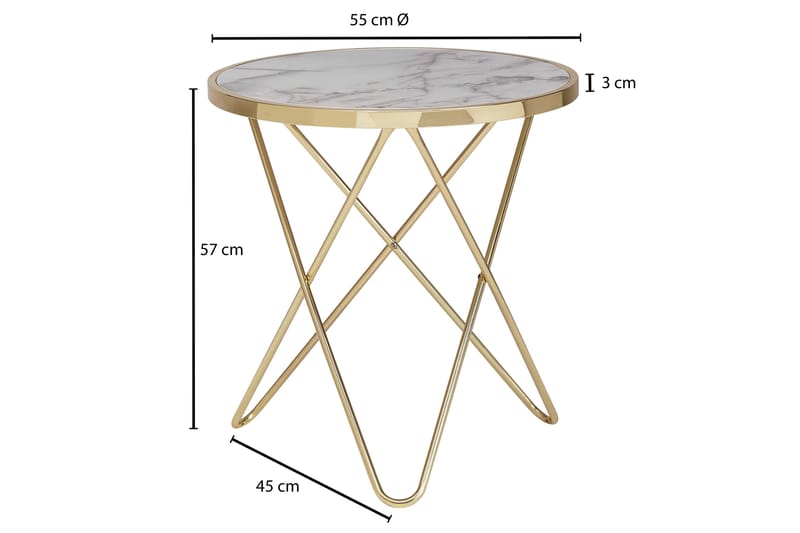 Tahtianna Sidobord 55 cm - Guld|Vit - Möbler - Bord & matgrupper - Avlastningsbord - Brickbord & småbord