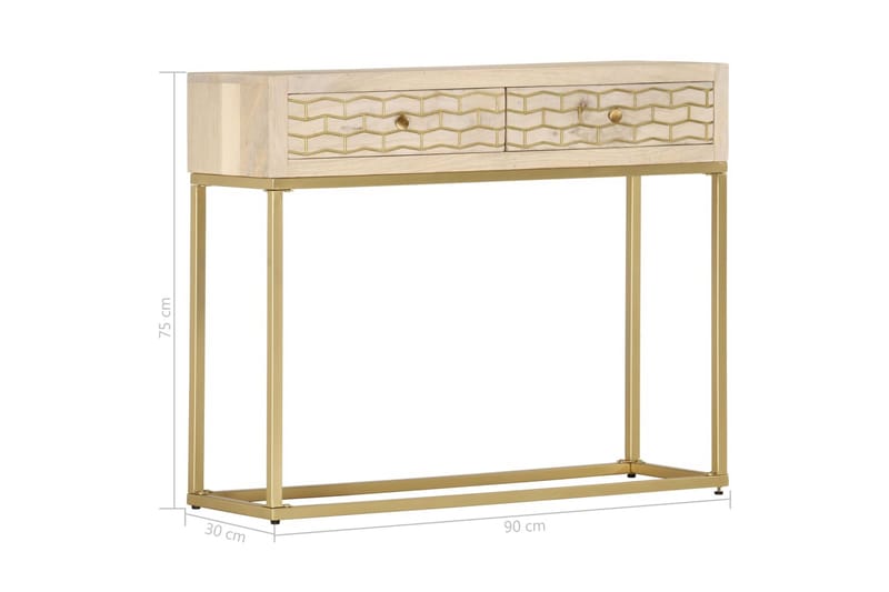 Avlastningsbord guld 90x30x75 cm massivt mangoträ - Guld - Möbler - Bord & matgrupper - Avlastningsbord - Konsolbord & sidobord