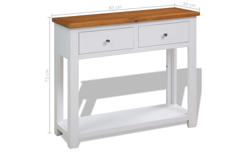 Konsolbord 83x30x73 cm massiv ek - Vit - Möbler - Bord & matgrupper - Avlastningsbord - Konsolbord & sidobord