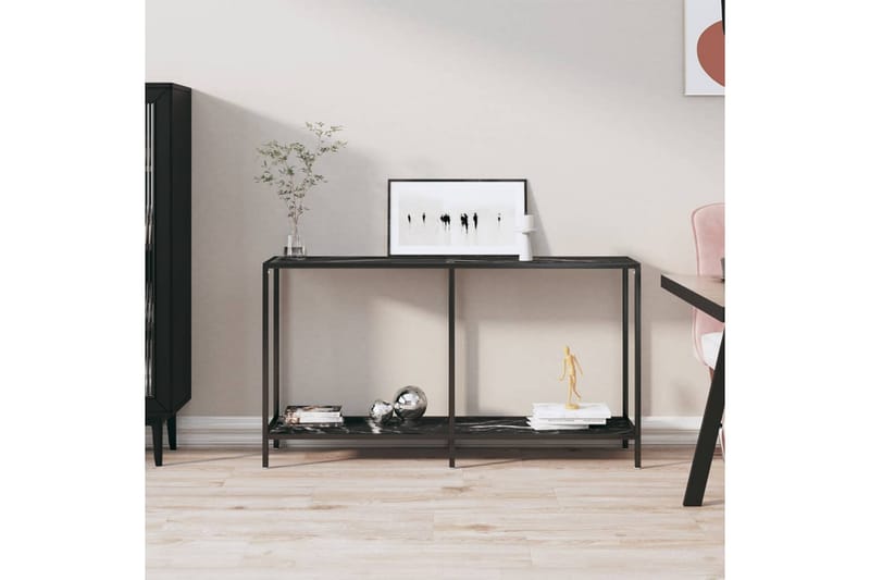 Konsolbord svart 140x35x75,5 cm härdat glas - Svart - Möbler - Bord & matgrupper - Avlastningsbord & sidobord - Konsolbord