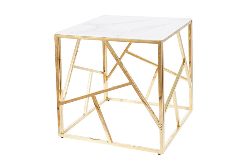 Escadan Sidobord 55 cm Marmorlook - Glas/Vit/Guld - Möbler - Bord & matgrupper - Avlastningsbord - Brickbord & småbord