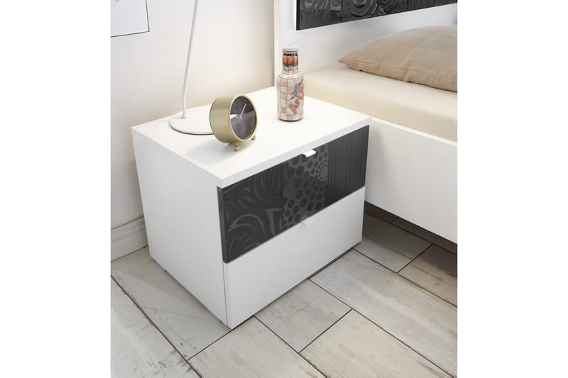 Amacia Sängbord 50 cm med Förvaring 2 Lådor 2-pack - Vit/Grå - Möbler - Bord & matgrupper - Avlastningsbord - Sängbord & nattduksbord