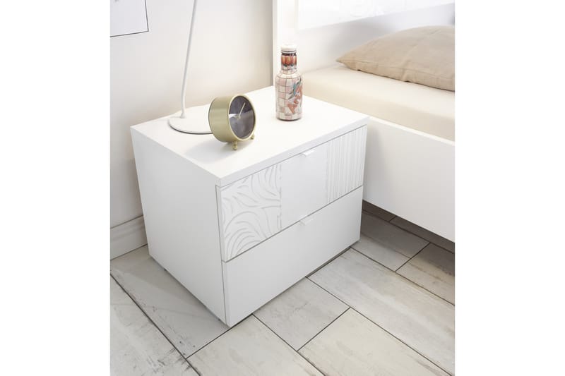 Amacia Sängbord 50 cm med Förvaring 2 Lådor - Vit - Möbler - Bord & matgrupper - Avlastningsbord - Sängbord & nattduksbord