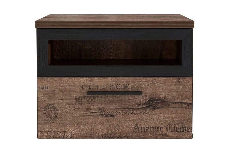 Cannop Sängbord 52 cm med Förvaring Låda + Hylla - Brun/Svart - Möbler - Bord & matgrupper - Avlastningsbord - Sängbord & nattduksbord