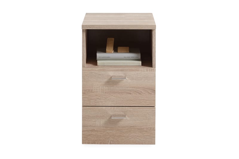 Colima Sängbord 35 cm med Förvaring 2 Lådor + Hylla - Grå/Beige - Möbler - Bord & matgrupper - Avlastningsbord - Konsolbord & sidobord