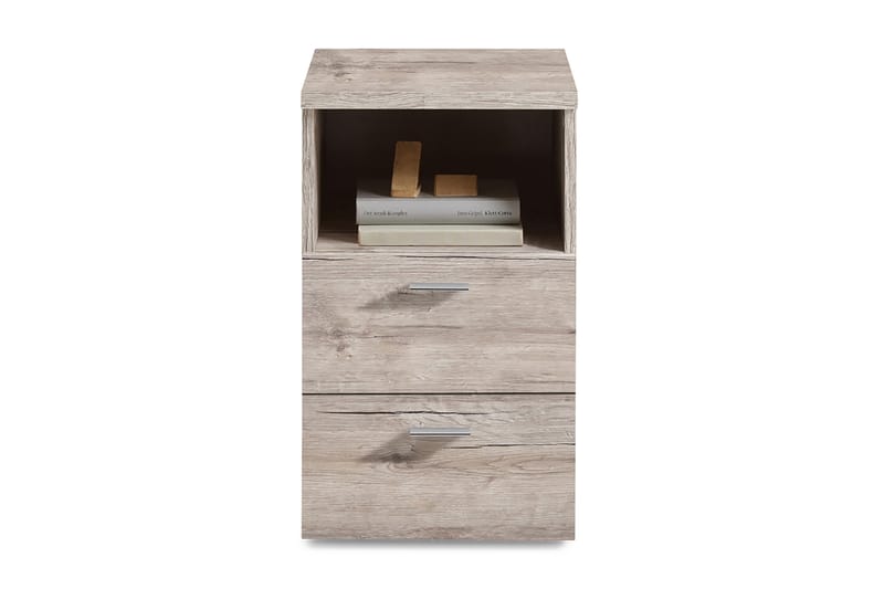 Colima Sängbord 35 cm med Förvaring 2 Lådor + Hylla - Grå/Natur - Möbler - Bord & matgrupper - Avlastningsbord & sidobord - Sängbord & nattduksbord