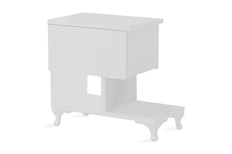 Decorotika Sängbord 46 cm med Förvaring Låda + Hyllor Ben - Vit - Möbler - Bord & matgrupper - Avlastningsbord - Sängbord & nattduksbord