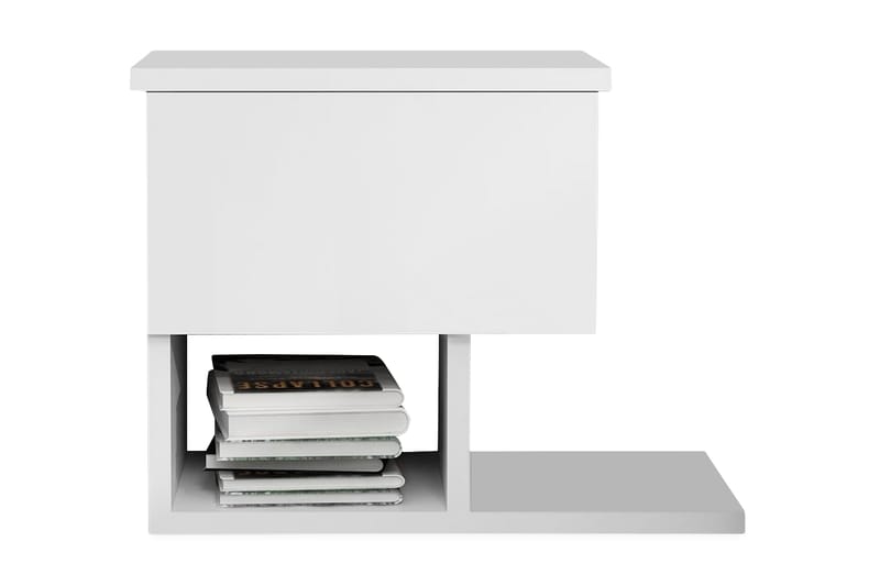 Decorotika Sängbord 46 cm med Förvaring Låda + Hyllor - Vit - Möbler - Bord & matgrupper - Avlastningsbord - Sängbord & nattduksbord