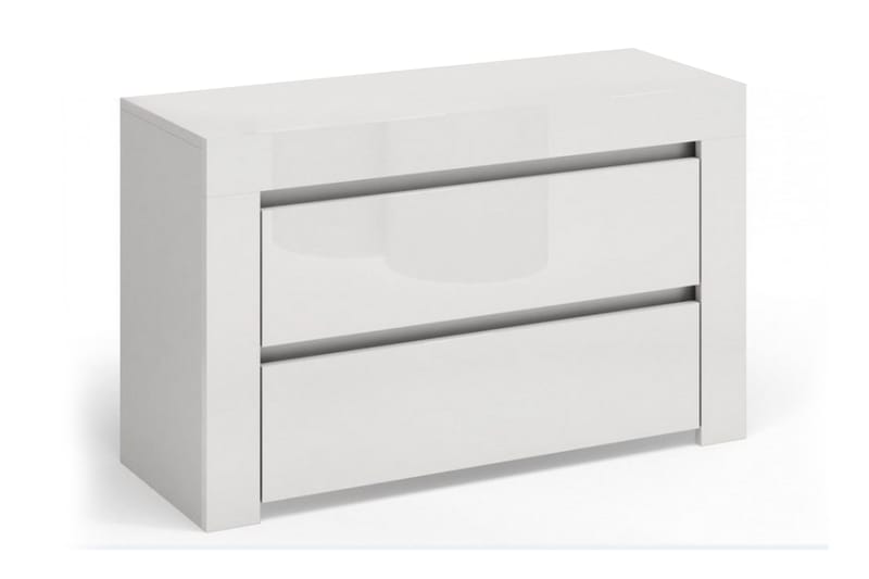 Dekona Sängbord 80 cm med Förvaring 2 Lådor - Vit Högglans - Möbler - Bord & matgrupper - Avlastningsbord - Sängbord & nattduksbord