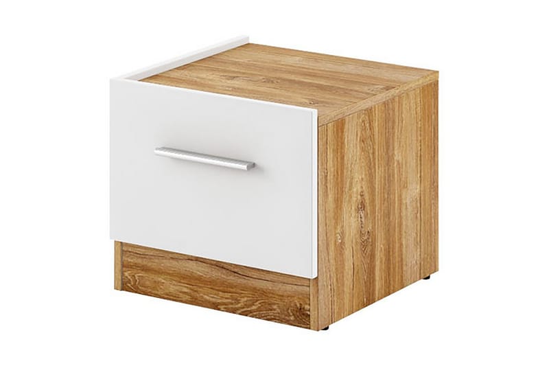 Dentrona Sängbord 40 cm med Förvaring Låda - Natur/Brun/Vit - Möbler - Bord & matgrupper - Avlastningsbord - Sängbord & nattduksbord