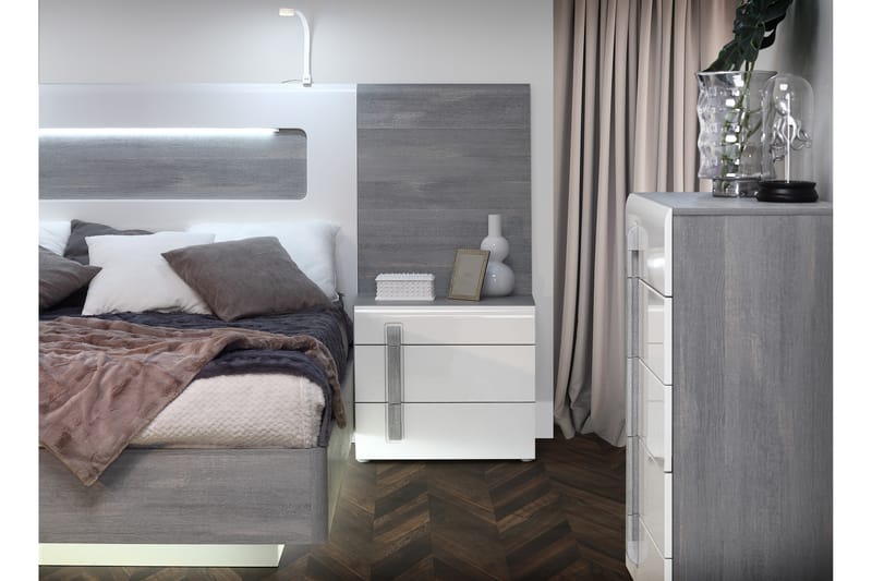 Elanora Sängbord Vänster 60 cm med Förvaring 3 Lådor - Brun/Vit - Möbler - Bord & matgrupper - Avlastningsbord - Sängbord & nattduksbord