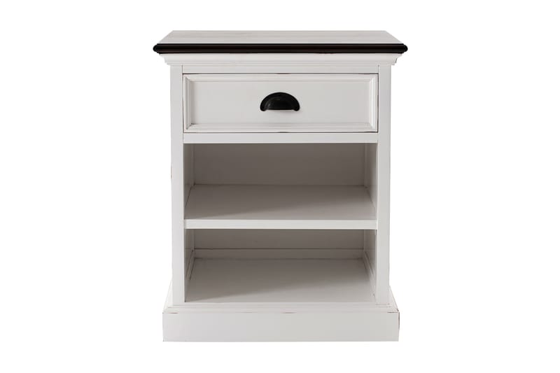 Falskog Sängbord 50 cm med Förvaring Låda + Hylla - Brun/Vit - Möbler - Bord & matgrupper - Avlastningsbord - Sängbord & nattduksbord