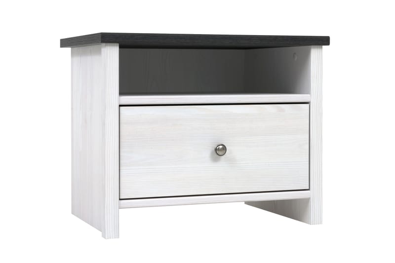 Garray Sängbord 54 cm med Förvaring Låda + Hylla - Vit/Mörkt Trä - Möbler - Bord & matgrupper - Avlastningsbord - Sängbord & nattduksbord