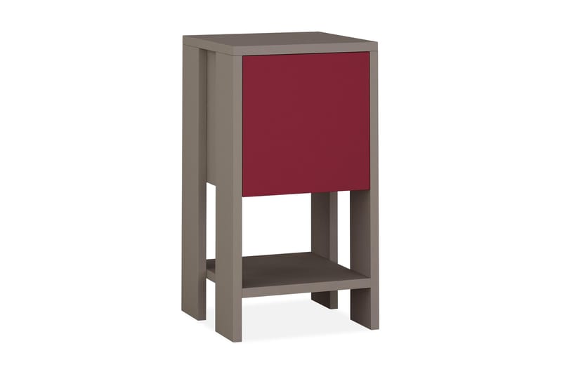 Homitis Sängbord 30 cm med Förvaring Hylla + Lucka - Trä/Röd - Möbler - Bord & matgrupper - Avlastningsbord & sidobord - Sängbord & nattduksbord