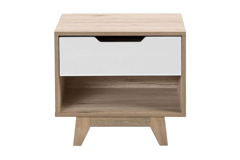 Hultz Sängbord 50 cm med Förvaring Låda + Hylla - Vit - Möbler - Bord & matgrupper - Avlastningsbord - Sängbord & nattduksbord