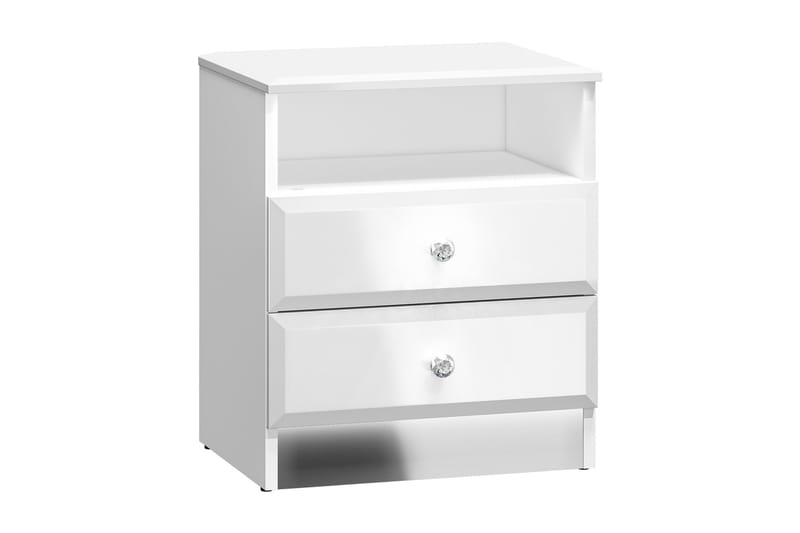 Kevlar Sängbord 53 cm - Silver/Vit högglans - Möbler - Bord & matgrupper - Avlastningsbord & sidobord - Sängbord & nattduksbord