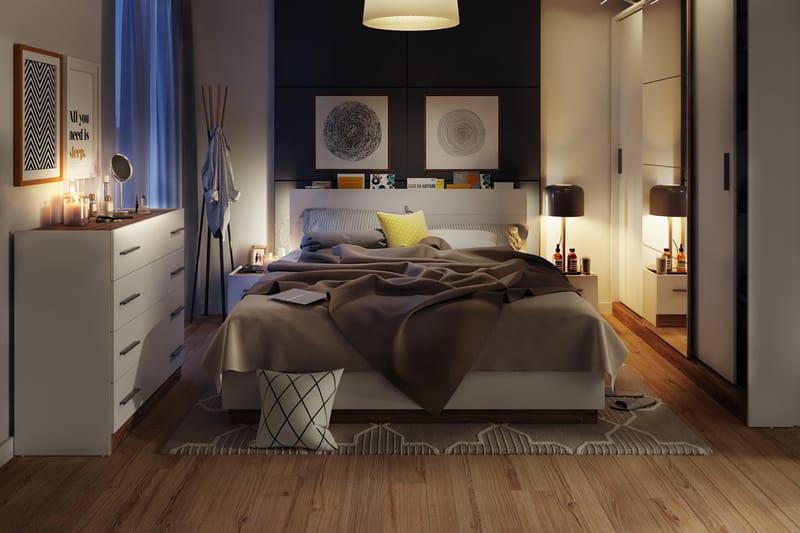 Kungsö Sängbord 40 cm med Förvaring Låda - Vit/Trä - Möbler - Bord & matgrupper - Avlastningsbord - Sängbord & nattduksbord