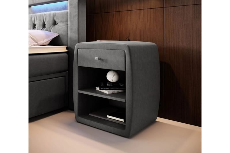 Lysander Sängbord 48 cm med Förvaring Låda - Antracit - Möbler - Möbelset - Möbelset för sovrum