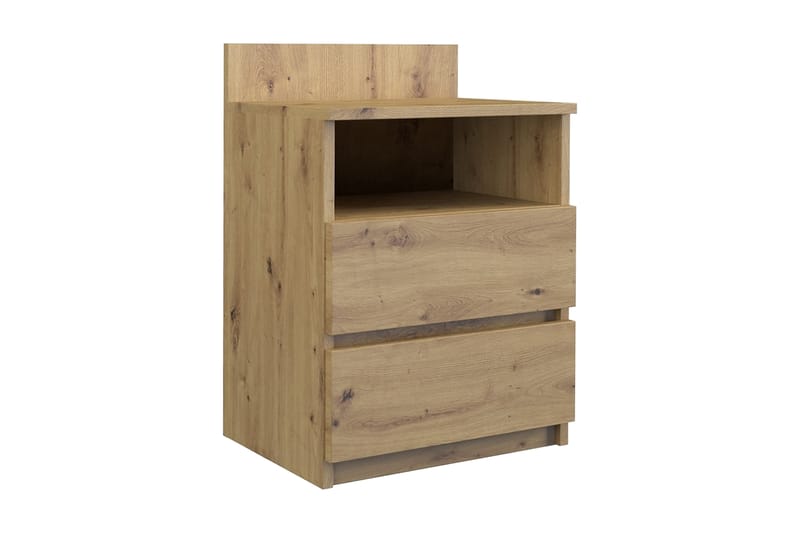 Malwadi Sängbord 40 cm med Förvaring 2 Lådor - Mörkbrun Ekfärg - Möbler - Bord & matgrupper - Avlastningsbord - Sängbord & nattduksbord