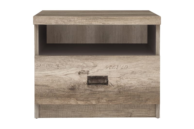 Movico Sängbord 50 cm med Förvaring Låda + Hylla - Ekfärg/Grå - Möbler - Bord & matgrupper - Avlastningsbord - Sängbord & nattduksbord