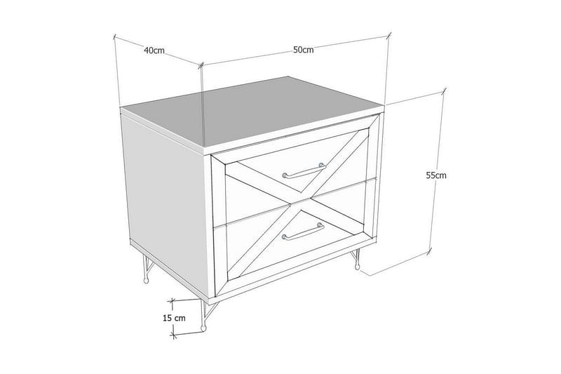 Myrvallen Sängbord 50 cm med Förvaring 2 Lådor - Grå/Brun - Möbler - Bord & matgrupper - Avlastningsbord - Sängbord & nattduksbord