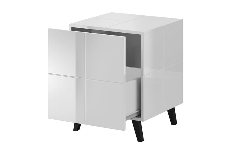 Rajana Sängbord 46 cm med Förvaring Låda - Vit Högglans - Möbler - Bord & matgrupper - Avlastningsbord - Sängbord & nattduksbord