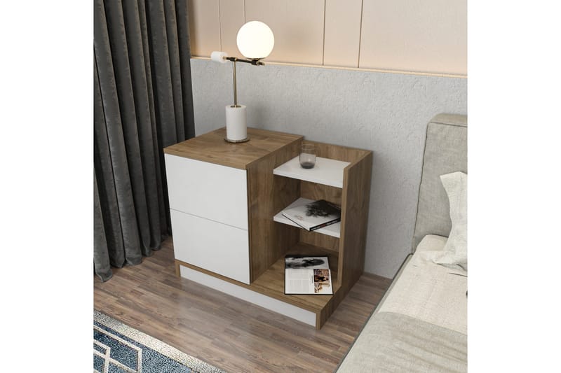 Rinorea Sängbord 72x60 cm - Vit - Möbler - Bord & matgrupper - Avlastningsbord - Sängbord & nattduksbord