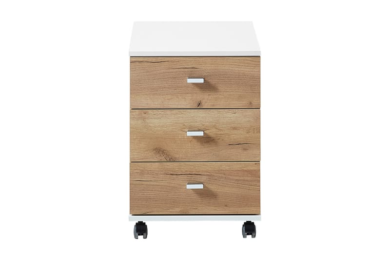 Rosalie Sängbord 40 cm med Förvaring 3 Lådor på Hjul - Beige/Vit - Möbler - Bord & matgrupper - Avlastningsbord - Sängbord & nattduksbord