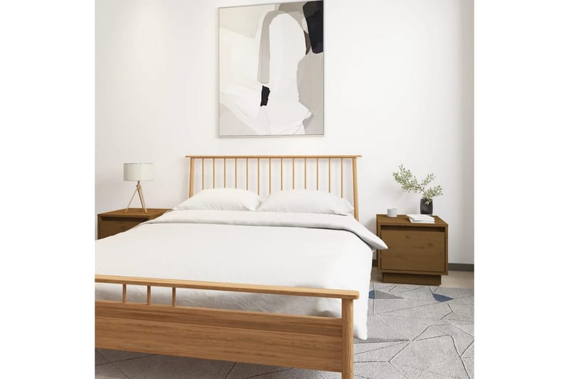 Sängbord 2 st honungsbrun 35x34x32 cm massiv furu - Brun - Möbler - Bord & matgrupper - Avlastningsbord - Sängbord & nattduksbord