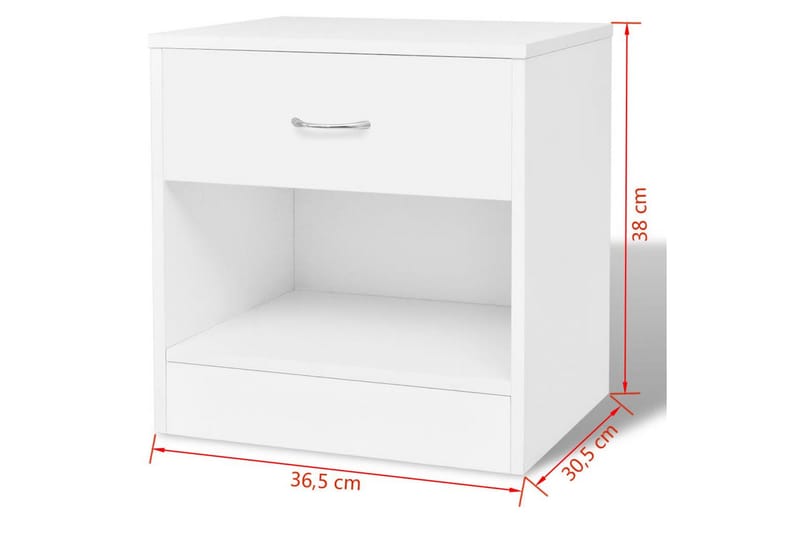 Sängbord 2 st med låda vit - Vit - Möbler - Bord & matgrupper - Avlastningsbord - Sängbord & nattduksbord