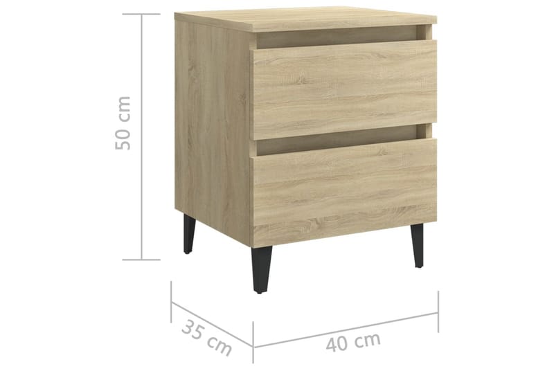 Sängbord 2 st sonoma-ek 40x35x50 cm spånskiva - Brun - Möbler - Bord & matgrupper - Avlastningsbord - Sängbord & nattduksbord